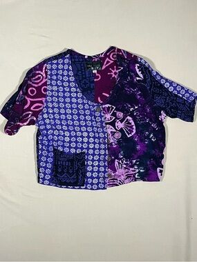 Girls' Purple Patchwork Short Sleeve Top